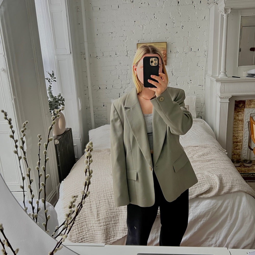 PENDLETON khaki green Wool Classic Blazer - Size 14 - Picture 7 of 7